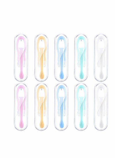 Contact Lens Tweezer Case, Travel Tweezers and Suction Stick Contact Lenses Inserter Remover (5 Colors) Contact Lens Remover Plunger Holder Inserter Remover for Hard Lenses, 10 Pieces