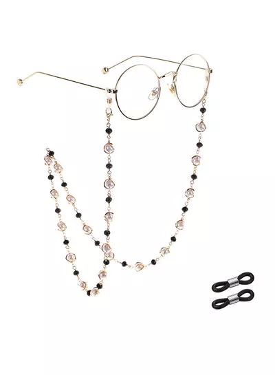 Pearl Beaded Eyeglass Chain With 2-Piece Silicone Anti-Slip Ring